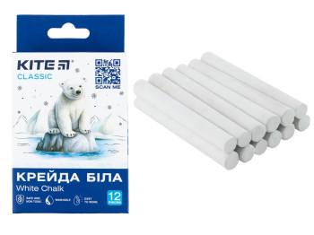 Мел белый круглый Classic 12 шт, Kite