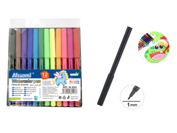 Фломастеры акварельные 12 цветов Watercolor Pen 13,5 см