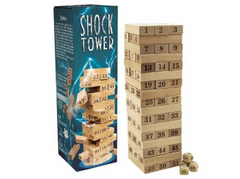 Настільна гра балансування Shock Tower, 28 см, з кубиками, Strateg
