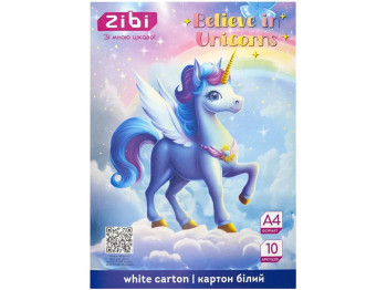 Картон білий целюлозний Unicorn, А4, 10 аркушів, щільність 230 г/м²