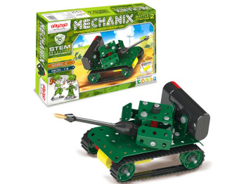 Конструктор металевий з мотором MECHANIX Военные танк, 118 елементів, 5 моделей, ZEPHYR