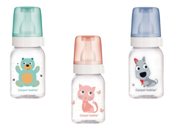 Пляшка 120 мл з малюнком BPA FREE. Колекція Веселі звірята. Canpol Babies 11/851