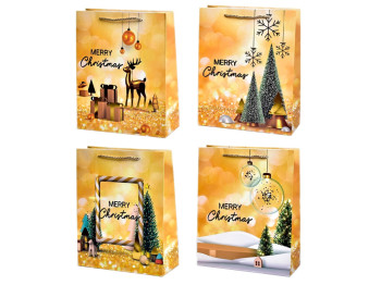Пакет новогодний бумажный M Christmas tree 26х32х10 см, R91066-M