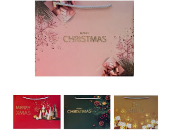 Пакет новогодний бумажный S Merry Christmas 20х25х9,5см, R32984-S