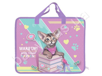 Папка пластикова А4 з текстильними ручкамі,Kitty Cat, KIDIS 14007