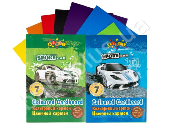 Картон кольоровий А4, 7 кольорів, SPORT CAR, KIDIS 7599