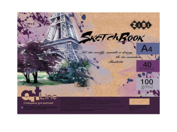 Скетчбук на пружине A4 ART Line France, 40 листов, кремовый блок, ZiBi