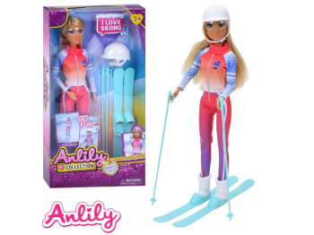 Кукла лыжница Anlily, 30 см, на лыжах с аксессуарами