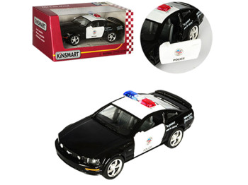 Машинка металлическая инерционная Ford Mustang GT Police 2006 Kinsmart KT5091WP, открывающаяся дверь
