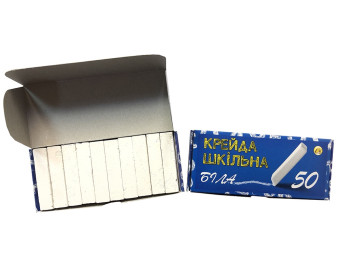 Крейда біла шкільна прямокутна, упаковка 50 штук