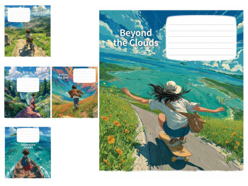 Зошит у клітинку Beyond the Clouds, 18 аркушів, ВД-лак, 5 видів (ціна за 1шт), Школярик