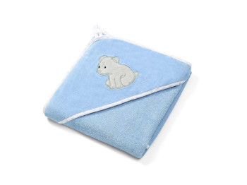 Рушник велюровий з капюшоном блакитний Ведмедик 100х100 см. BabyOno 540/04