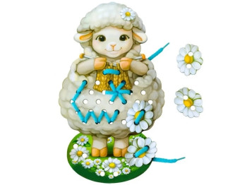 Шнуровка – Овца 32х18 см, Цветочки 4х4,5 см, Ubumblebees