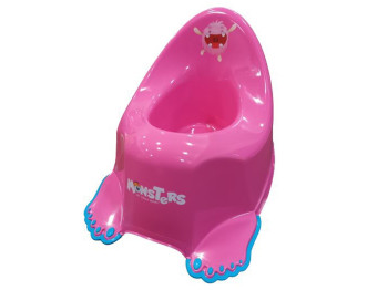 Горшок Монстрики с противоскользящей резиной и музыкой розовый . Tega Baby PO-026-127