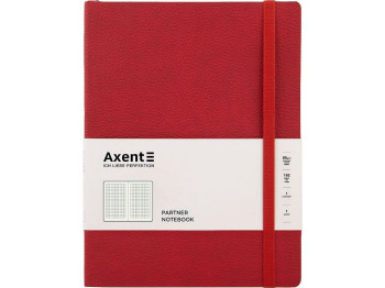 Книга записна у клітинку червона Partner Soft L, 190x250мм, 96 аркушів, Axent