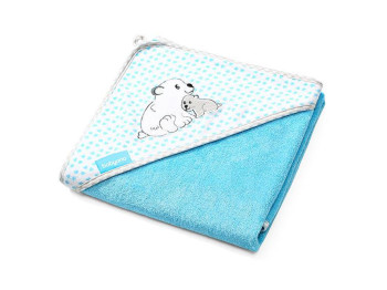 Рушник Бамбуковий з капюшоном блакитний Ведмежа 100х100 см. BabyOno 346/02