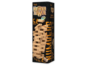 Настільна гра баланс Number Tower, 30 см, з нумерацією та кубиками, Danko Toys