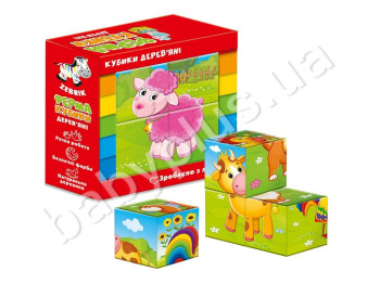 Деревянные кубики Ферма, Vladi Toys