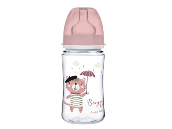 Пляшка антиколікова з широким отвором 240 мл PP Easystart Bonjour Paris рожева. Canpol Babies 35/232