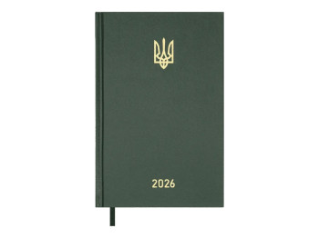 Щоденник датований на 2026 рік, A5, 320 аркушів, тверда бумвінілова обкладинка, зелений