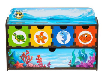 Сортер деревянный комодик Морские жители-2, 24 см, Ubumblesbees