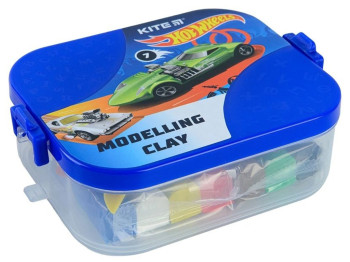 Пластилін Hot Wheels 7 кольорів у боксі 380 грам+8 інструментів, Kite