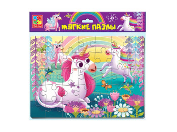 Мягкие пазлы Единорог, 35 элементов, Vladi Toys