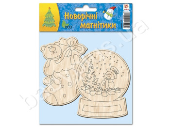 Набір дерев'яних розмальовок Новорічні магніти 2шт, ZIRKA