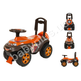 Толокар Автошка. TM Doloni Toys 0141-01.  ОРАНЖЕВО-КОРИЧНЕВЫЙ. Вес ребенка до 30 кг.