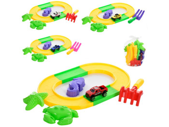 Набор для песочницы с треком A35-4, 30 см, с машинкой и формочками, BabyToys