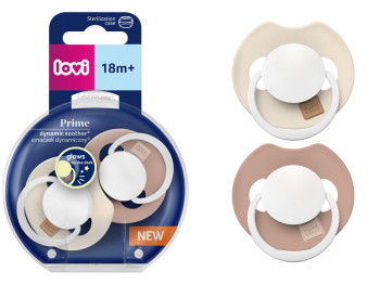 Пустушка силіконова динамічна Prime 18+ міс 2 шт Ivory Glow/Blush Glow, LOVI 34/438