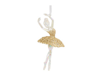 Ялинкова іграшка балерина Чарівна, 14 см, з блискітками, пластик