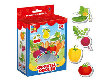 Мягкие магниты Овощи, фрукты, Vladi Toys
