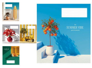 Зошит у клітинку Summer Vibe, 48 аркушів, 5 видів (ціна за 1шт), Школярик