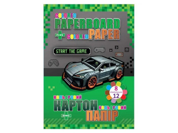 Набір для творчості картон і папір кольорові Kids Supercar 13296, 8+, 12 арк., 70 г