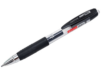 Ручка гелевая черная Grip Max, кнопочная, с резиновым грипом, Radius