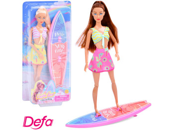 Кукла шарнирная с доской для серфинга Defa Lucy 8514, 29 см, движущиеся конечности