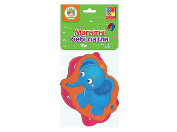 Магнітні бебі пазли, Слоник і зебрік, 3-4 елементи, Vladi Toys