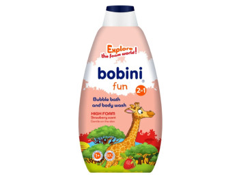 Дитяча піна для ванни та гель для душу 2 в 1 полуниця Bobini Fun, 500 мл