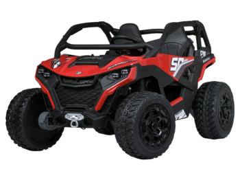 Джип електромобіль дитячий, 4*75W, 24V, MP3, USB, EVA-колеса, двомісний, шкіряне сидіння, червоний
