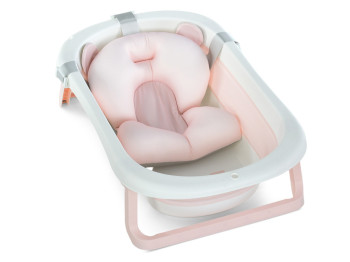 Ванночка дитяча з термометром силіконова складана. EL CAMINO ME 1151 Peony Pink