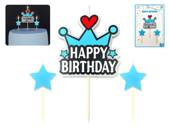 Набор свечей для торта "Happy Birthday", 3 шт
