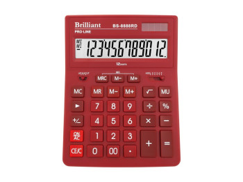 Калькулятор настільний, 12-розрядний у червоному корпусі з комбінованим живленням