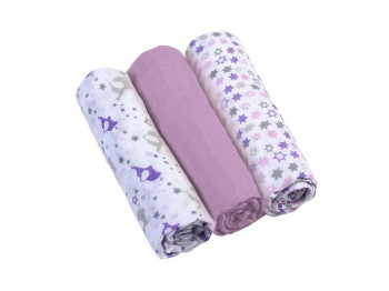 Пелюшки муслинові бавовняні фіолетові 3 шт. 70х70 см. BabyOno 348/04