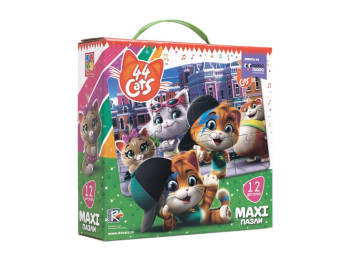 Макси пазлы картонные 44 Кота, В городе, 12 элементов, Vladi Toys