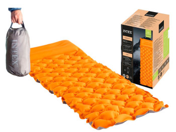 Надувной матрас Intex 64098, ПВХ, туристический, 191х71×11см, цвет оранжевый