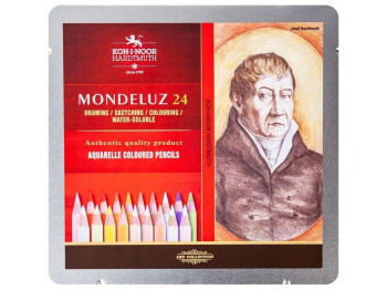 Карандаши цветные акварельные MONDELUZ PORTRAIT 24 цвета. Металлическая упаковка. Koh-i-Noor 3724024