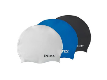 Шапочка для плавания силиконовая Intex 55992, размер M (8+), охват головы ≈ 52–65см, 22×19см