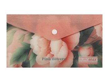 Папка-конверт на кнопці DL з матового пластику, дизайн Pink Flower