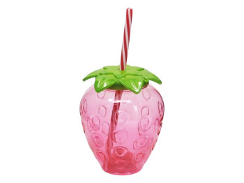 Склянка з кришкою та трубочкою Strawberry 500мл, R101013